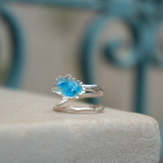 Mother Nature Jewelry - Wholesale Cocktail/Statement Ring - Nature Inspired Ring Fine Silver Limpet Shell With Murano3