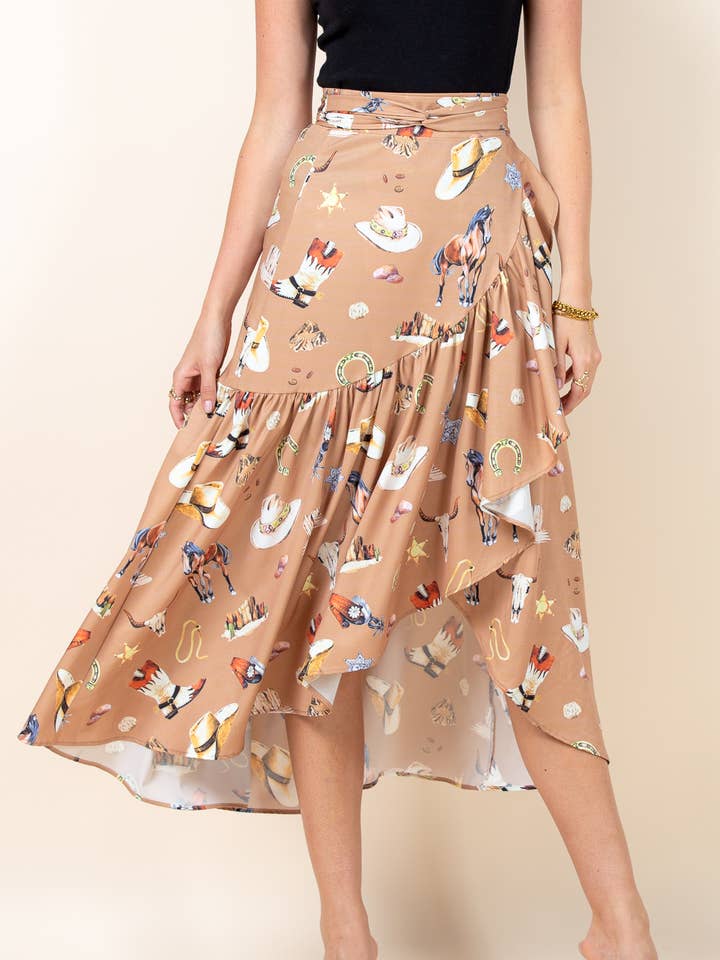 S1050-6173-Västra Sheriff Spur Skor Tryck Omslagskjol för wholesale av Nylon Apparel