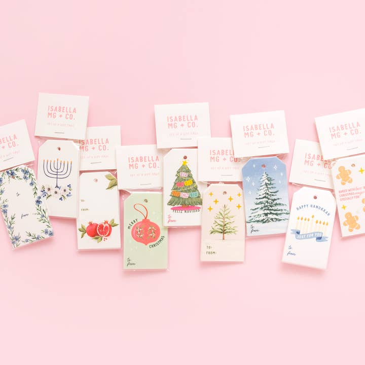 Isabella MG & Co. – wholesale Presentetikett – Papel Picado Navidad - Presentetikett Set, jul inslagning