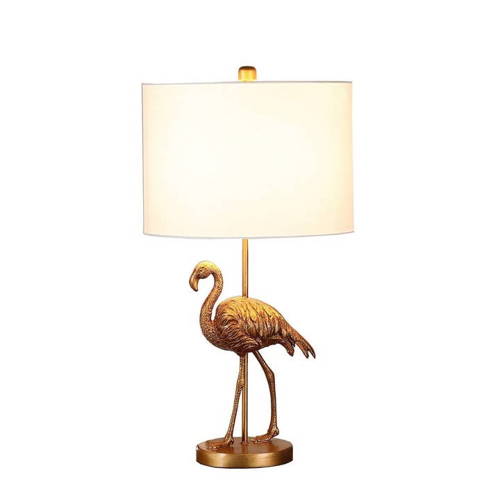 39F Inc. - Wholesale Accent/Desk Lamp - 26in Matte Gold Flamingo Resin Table Lamp with White Shade3