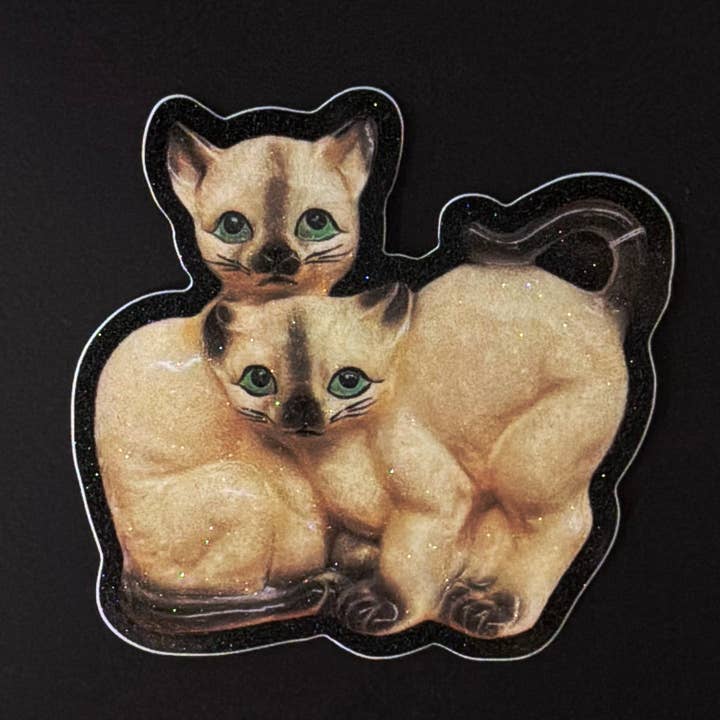 Autocollant scintillant de chatons siamois jumeaux pour la vente par Aimee Miller Art