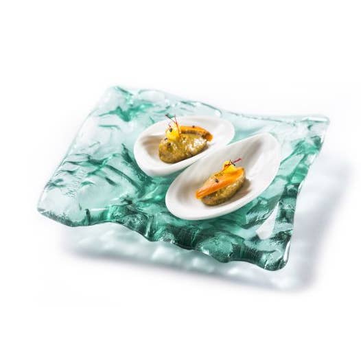 MAR GLASS GREEN TRAY 15X14CM for wholesale by Catalonia Plates, Inc.
