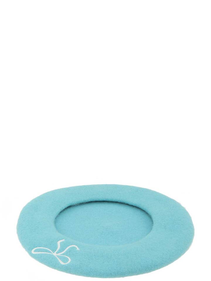 SOLID WOOL BERET WITH RIBBON EMBROIDERED AHT91057 for wholesale by anbfashion