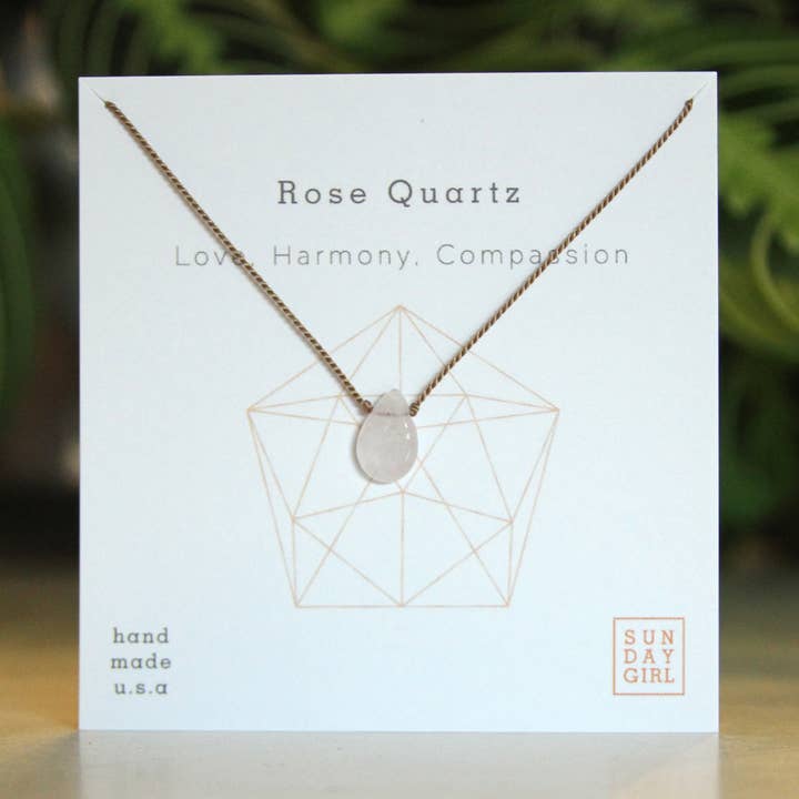 CGN-ROS | Healing Crystals and Stones Necklace in Rose Quartz ships for wholesale by Sunday Girl by Amy DiLamarra