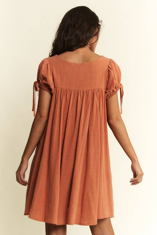 JADE BY JANE – Engroshandel Kjole - Dame – VASKET LÆRREDSKJOLE MED BOBLEÆRMER7