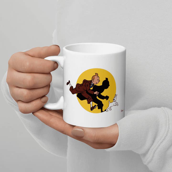 Art-O-Rama Shop - Wholesale Coffee Mug - Tintin and Snowy (Milou) Getting Hit By A Spotlight Mug7