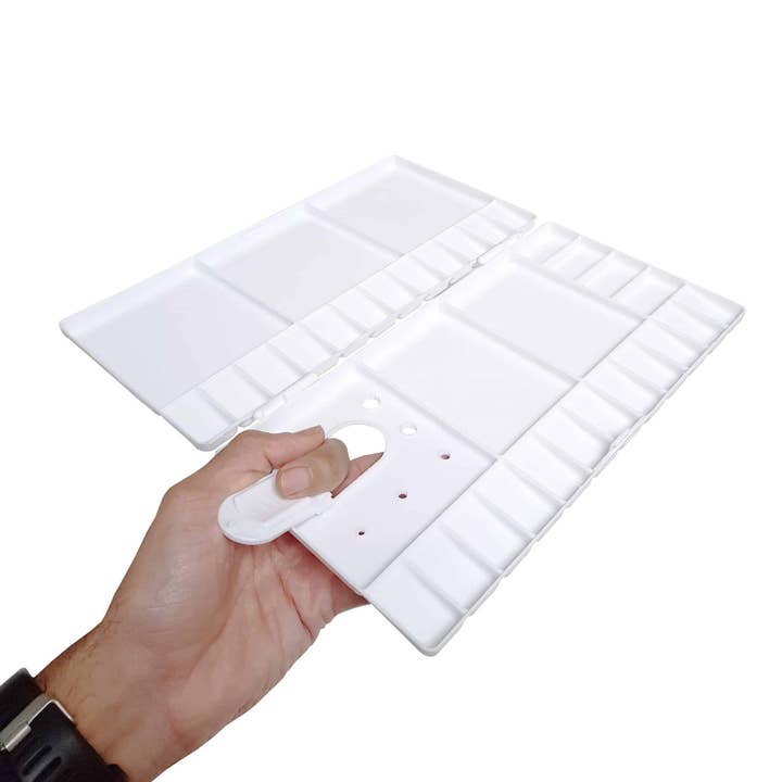 Zieler – Paleta/bandeja de mistura por atacado – Paleta de plástico resistente de artista dobrável compacta 33 poços3