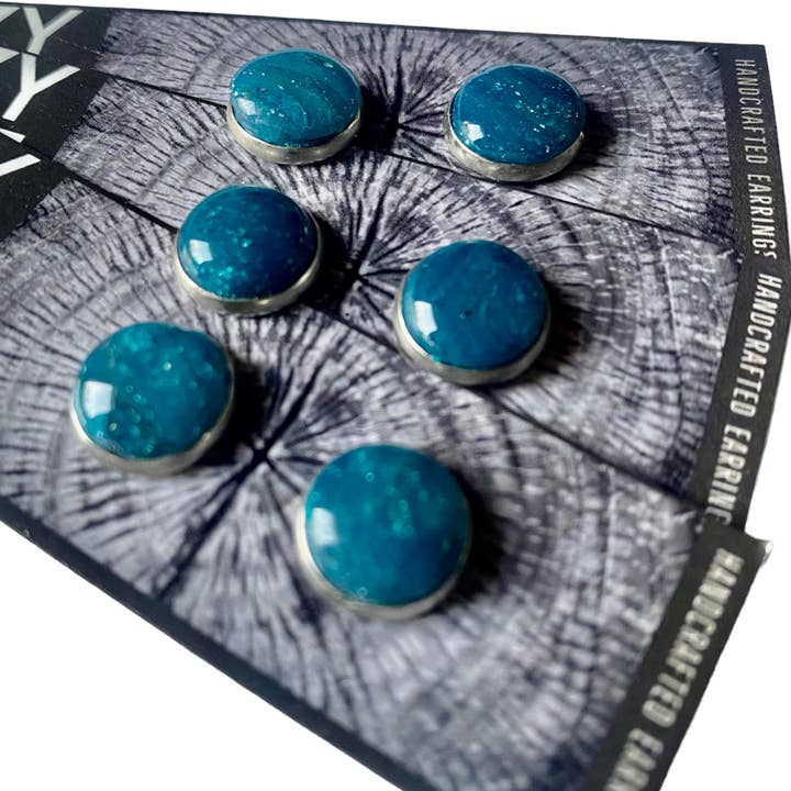 Lazy Pine Clay Design - Wholesale Stud/Post Earrings - Okanogan Blue Framed Stud Sets4