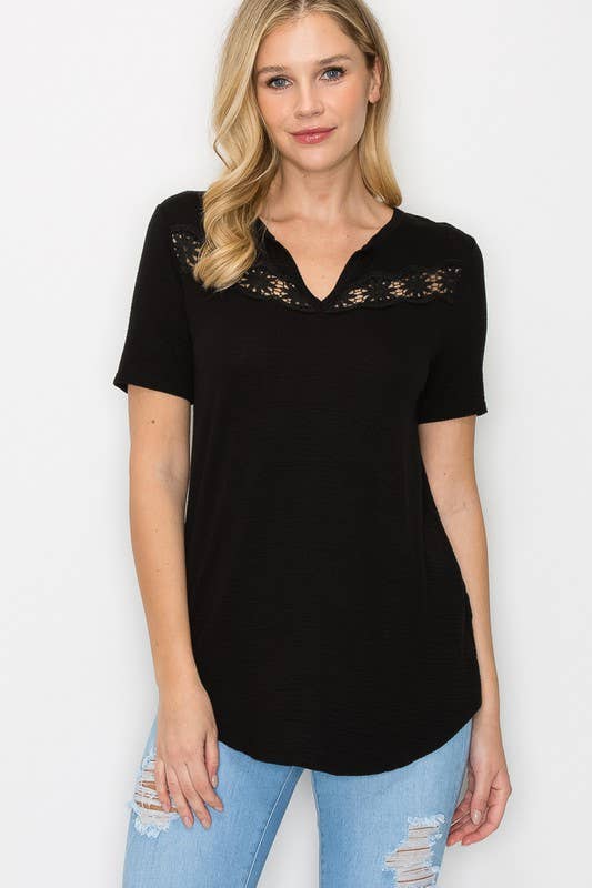 A.gain – Engroshandel Tunika - Dame – 10721SS518 - FRONT SNØRET DETALJE KORT ÆRME SOLID TOP6