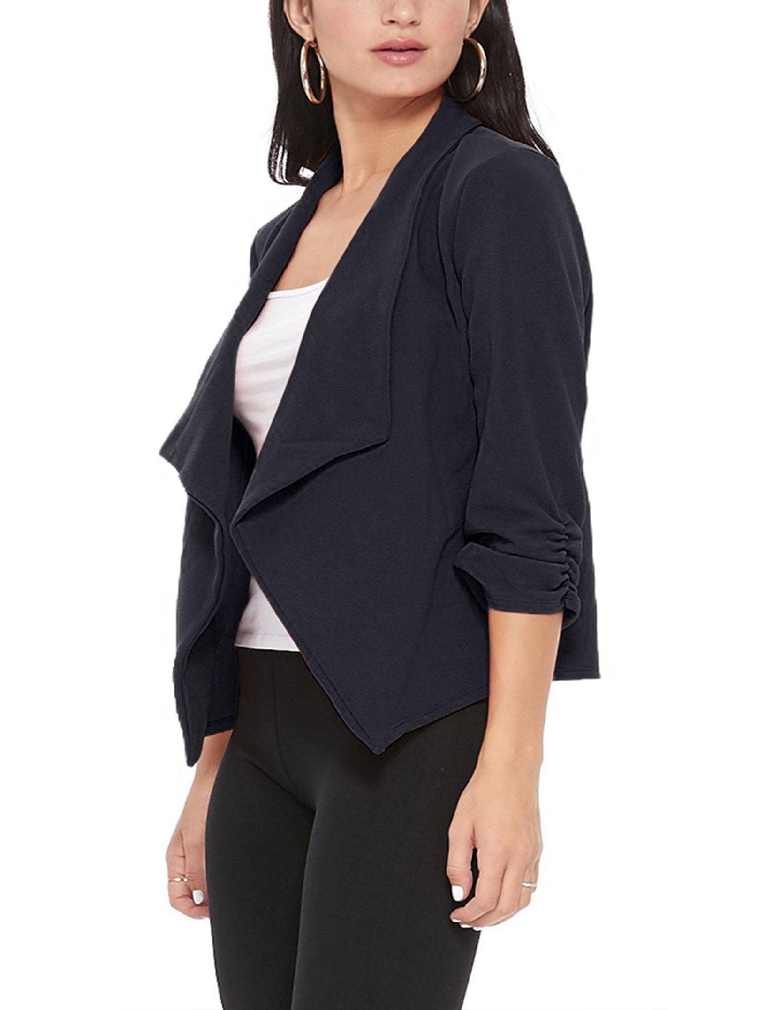 MOA COLLECTION - Wholesale Blazer - Women's - Casual Open Front Draped Solid Blazer Jacket41