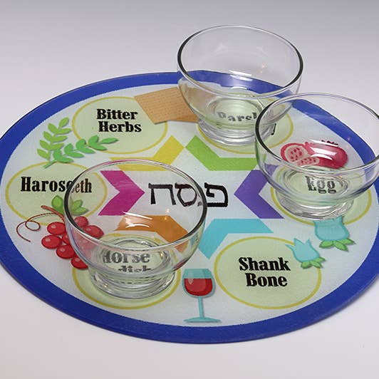 Liane Fried Studio - Wholesale Decorative Plate/Dish/Bowl - Seder Plate and Custom/with 6 Glass Bowls1