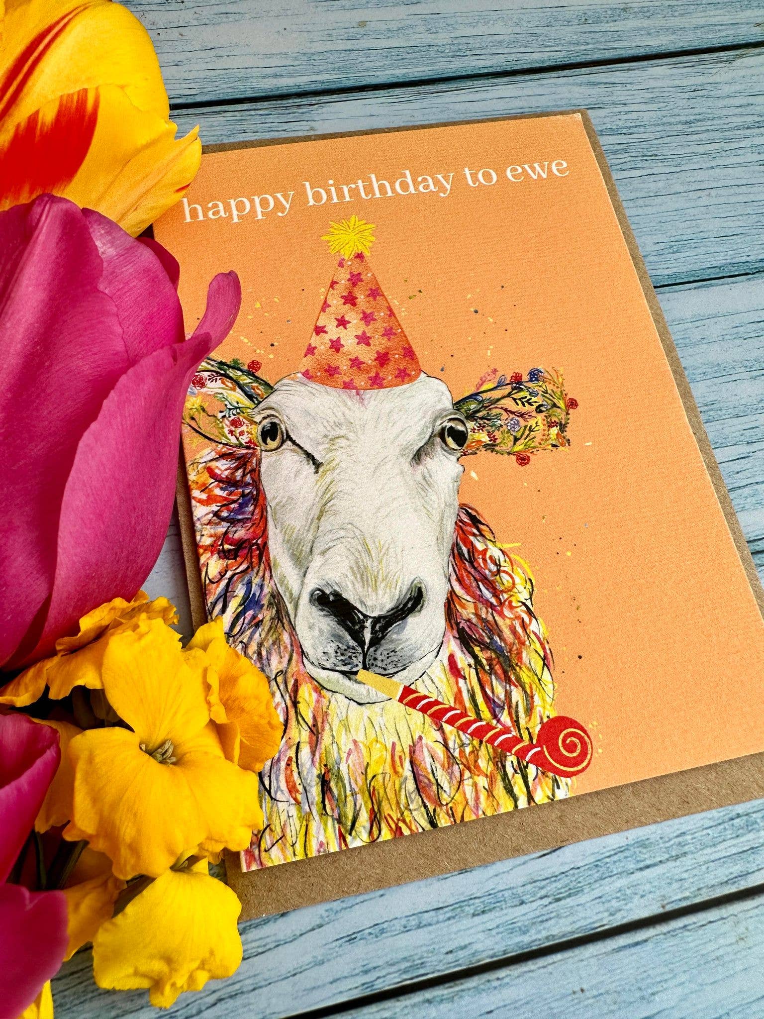 Jen Winnett Eco Artist – wholesale Birthday card – Birthday Sheep |  Eco Friendly Card  Cute Colourful1