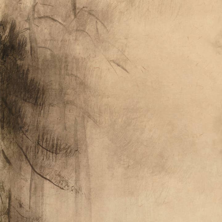 Modern Antique Prints - Wholesale Art Print - Wabi-Sabi Pine Sketch – Timeless Silence in the Mist II3