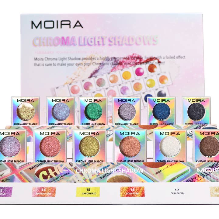 Moira Makeup Display Chroma Light Shadow (013-024) 36pc for wholesale by Moira Cosmetics