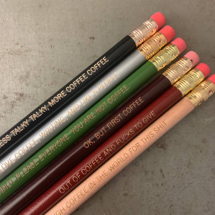 a fine coffee pencil set (6 Pencil Set ) for wholesale by The Carbon Crusader