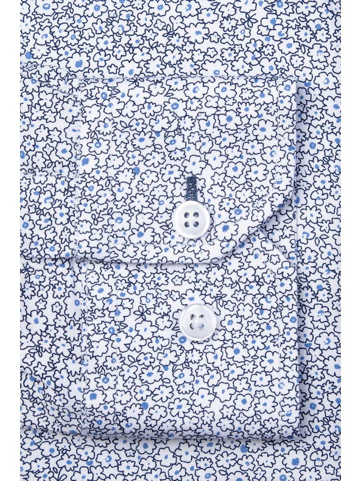 Alynn - Wholesale Button Down Shirt - Men's - Reid Floral Untuckable Slim Fit Dress Shirt White Alynn2