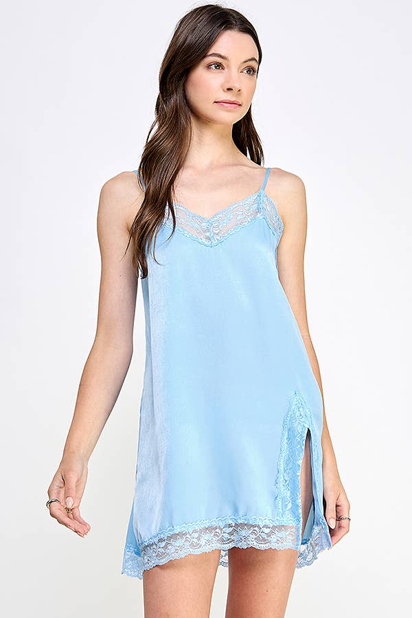 Heart & Hips - Wholesale Dress - Women's - WD48922 - LACE TRIM FRONT SLIT MINI WOVEN DRESS12