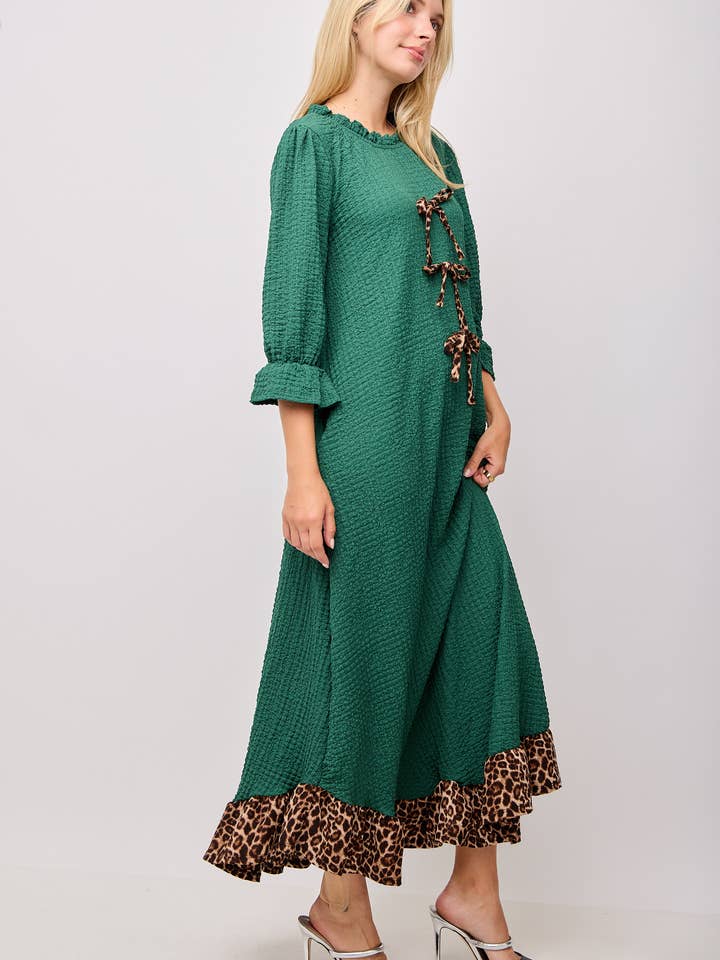 Celeste Clothing - Wholesale Dress - Women's - WOMEN'S PLUS SIZE MAXI DRESS -LEOPARD CONTRAST AND BOWS 8