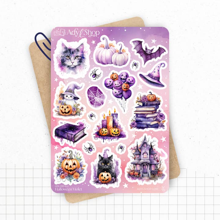 Ark med klistermærker "Halloween Lilla" for engroshandel hos AdyLShop