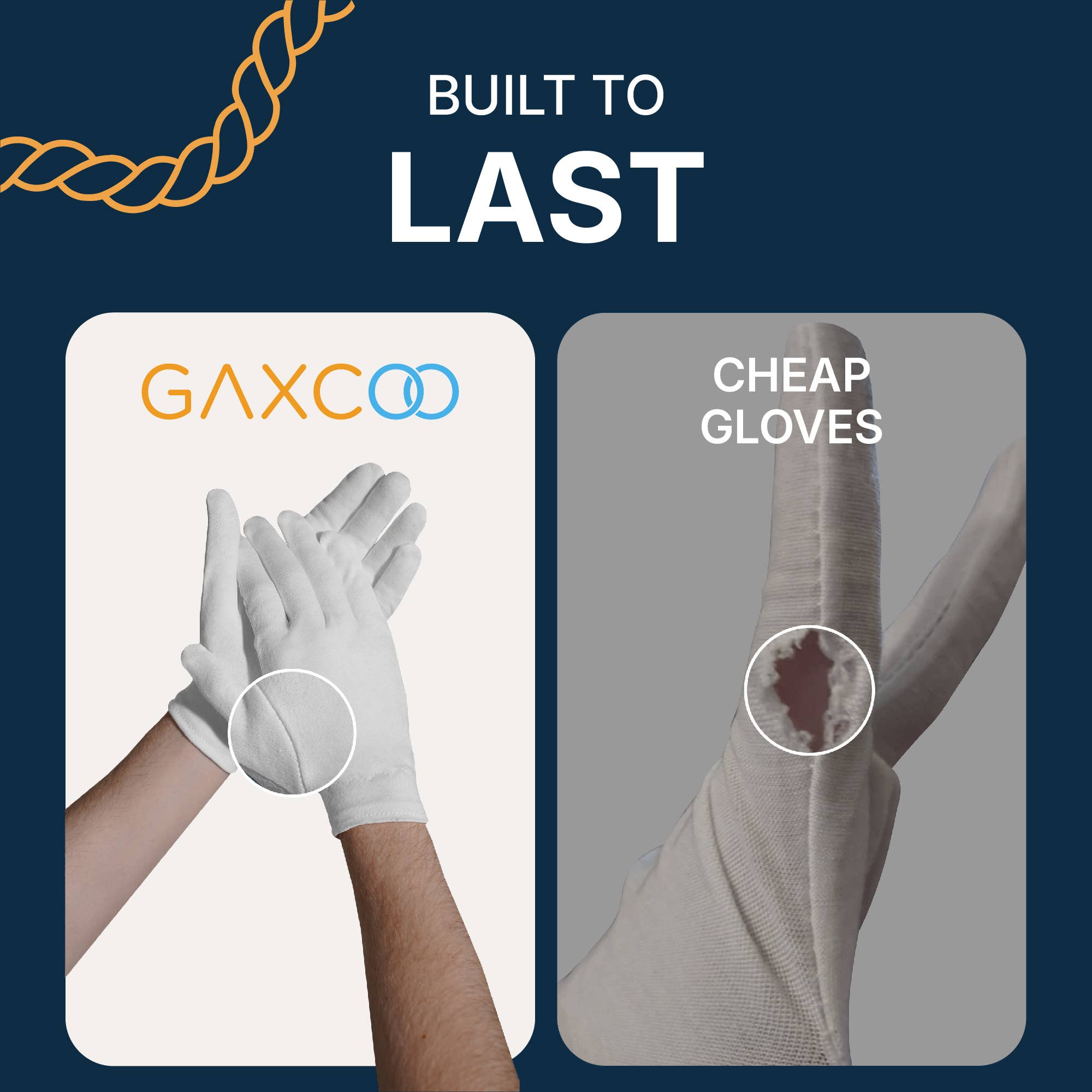 Cottonnerie - Vente Gants hydratants - Gaxcoo | Gants hydratants 100 % coton (taille M - 7 paires)4