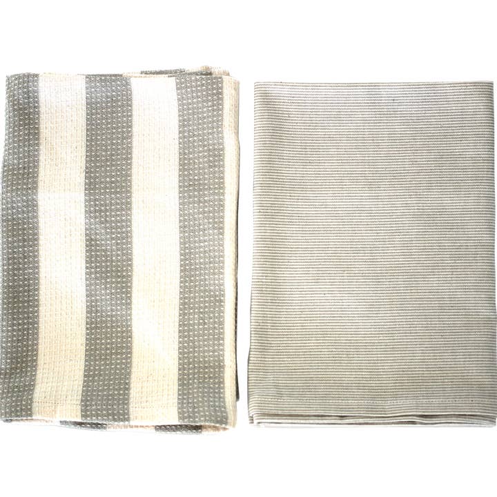 Raine & Humble - Wholesale Tea Towel - Striped Tea Towel set of 2 Sage Green