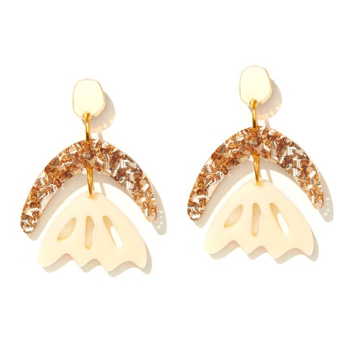 Arlie Earrings // Gold + Cream for wholesale by Emeldo