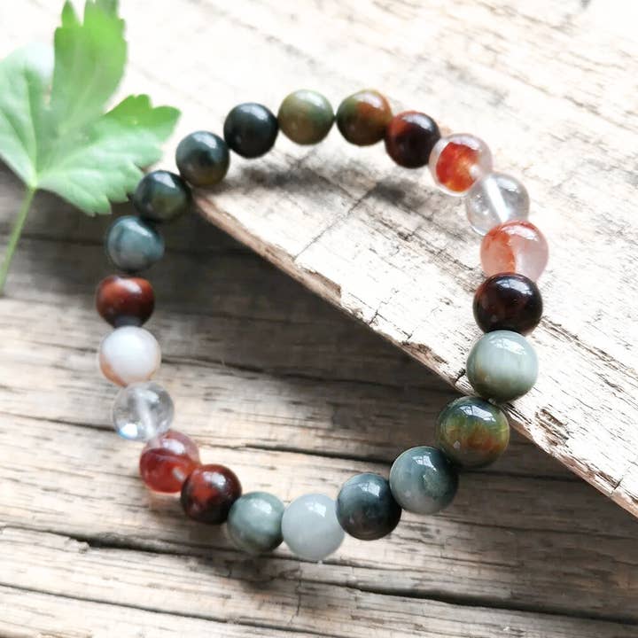Harmony Mala - Wholesale Prayer Beads Necklace - Red Tiger Eye, Fire Quartz, and Green Eagle Eye Mala Bead Necklace β Grounding & Vitality9