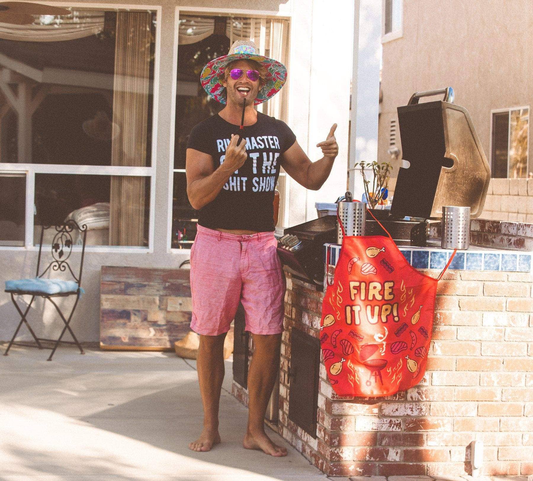 Red Fire It Up Grill Apron Gift for Chef or Dad Cool Design for wholesale on Faire3
