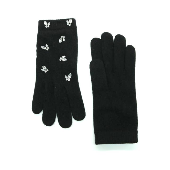 Black Cashmere gloves with stones for wholesale on Faire1