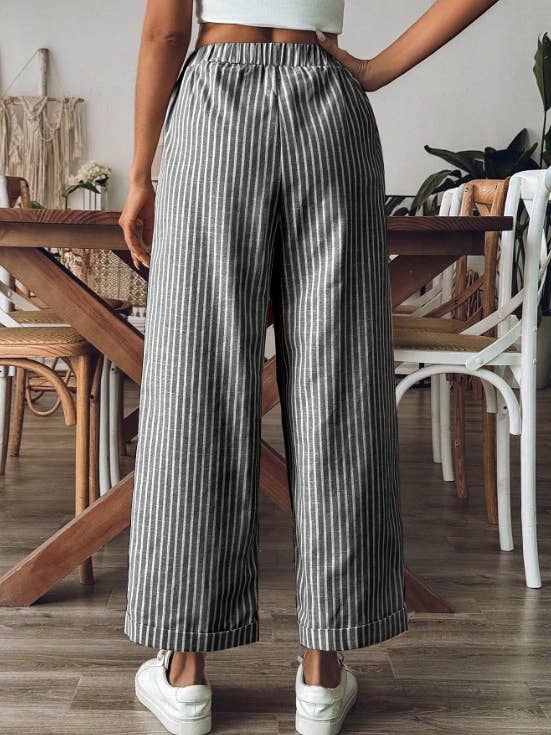 Rosa Clothing - Wholesale Pants - Women's - Laced Stripes Wide Leg Pants3