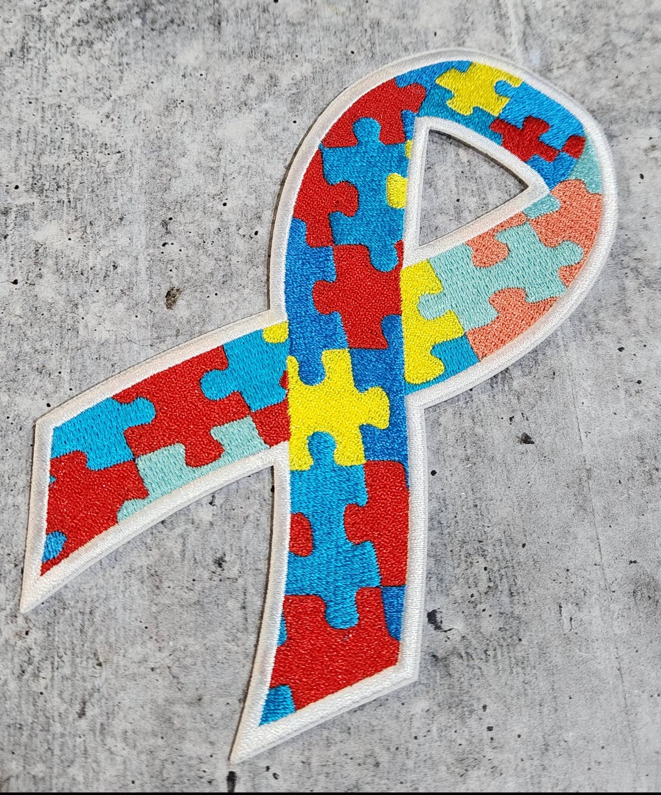 Patch Party Club - Wholesale Patch - "Autism Puzzle Ribbon," Iron-on Patch, Size 5"2
