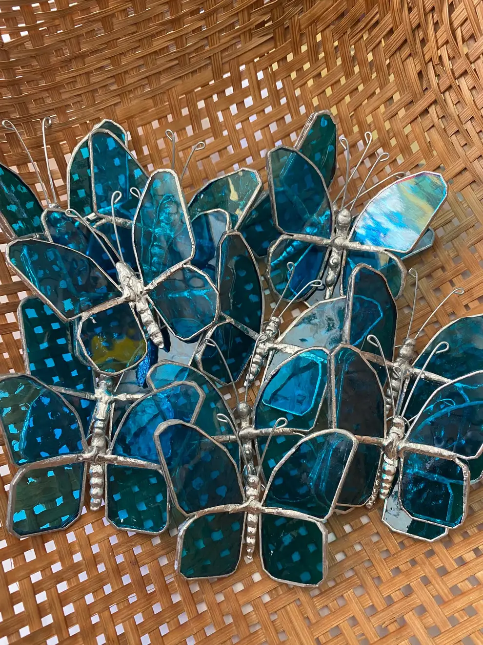 Stained glass stars and Talavera - Wholesale Suncatcher - Stained Glass Butterflies, Any color, with hoop or magnet6