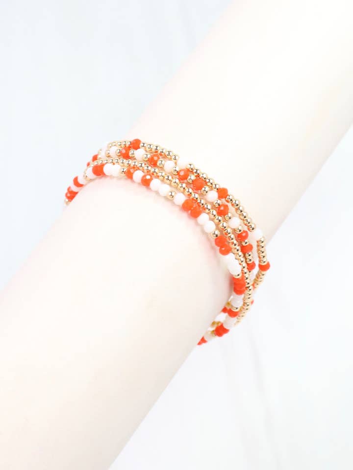 Lottie Beaded Bracelet set Orange White for wholesale by Caroline Hill