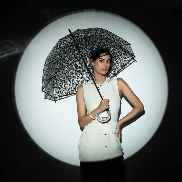 SMATI - Wholesale Umbrella – Women's - Transparent dome umbrella with leopard print - NEW 20252