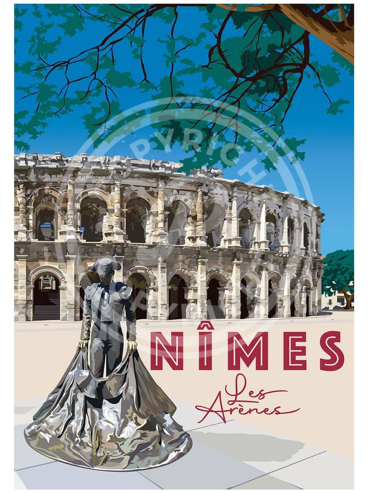POSTER CITY OF NIMES - 50X70 CM for wholesale by Printymania