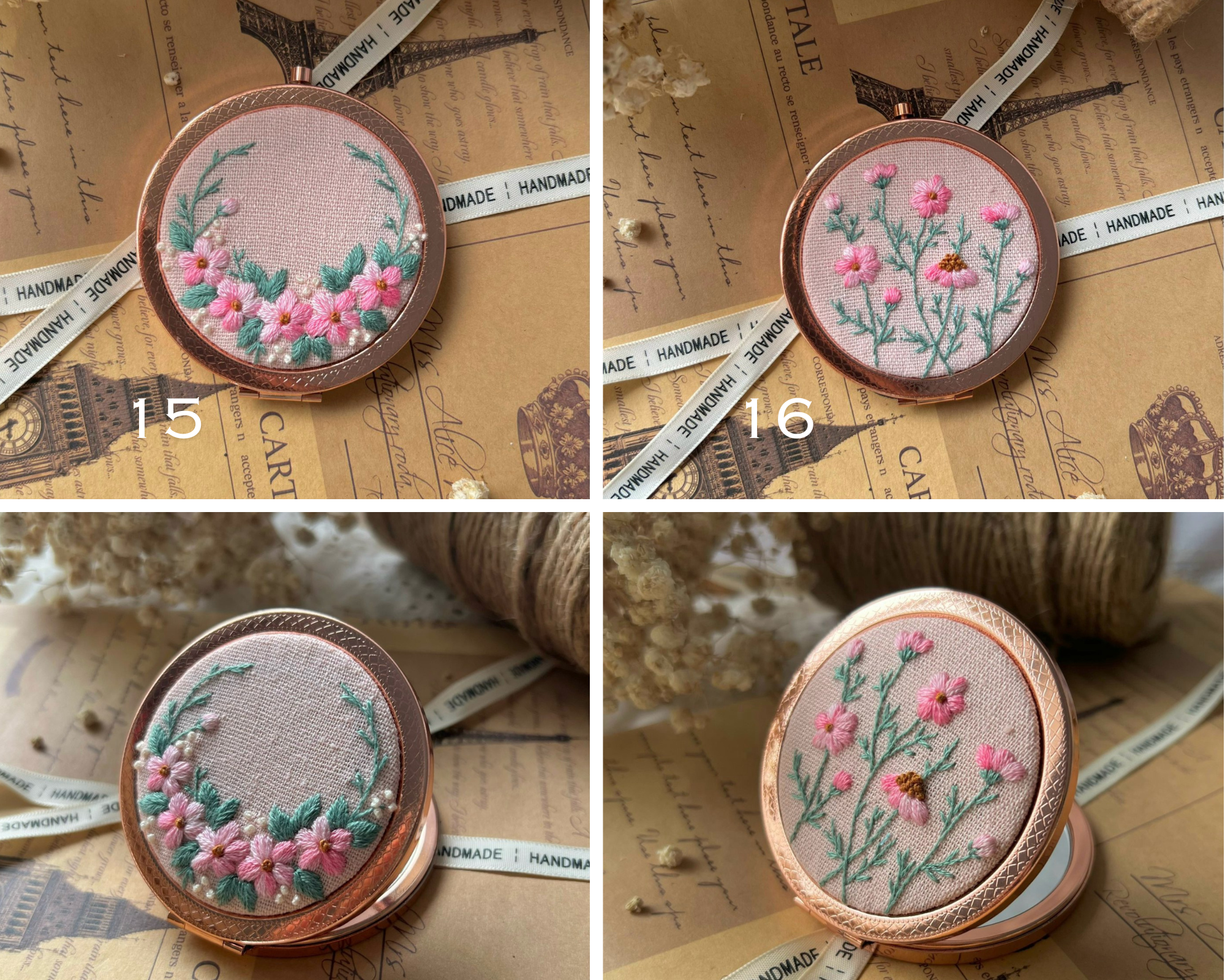 Maple Dream Store – Großhandel Taschenspiegel – Handbestickter Vintage-Taschenspiegel mit Blumenmuster — Hochzeit7