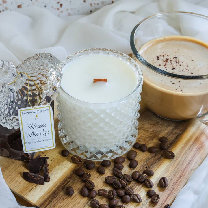 The Parallax Company - Wholesale Jar/filled candle - Wake Me Up 10oz • Scented Wooden Wick Soy Candle2