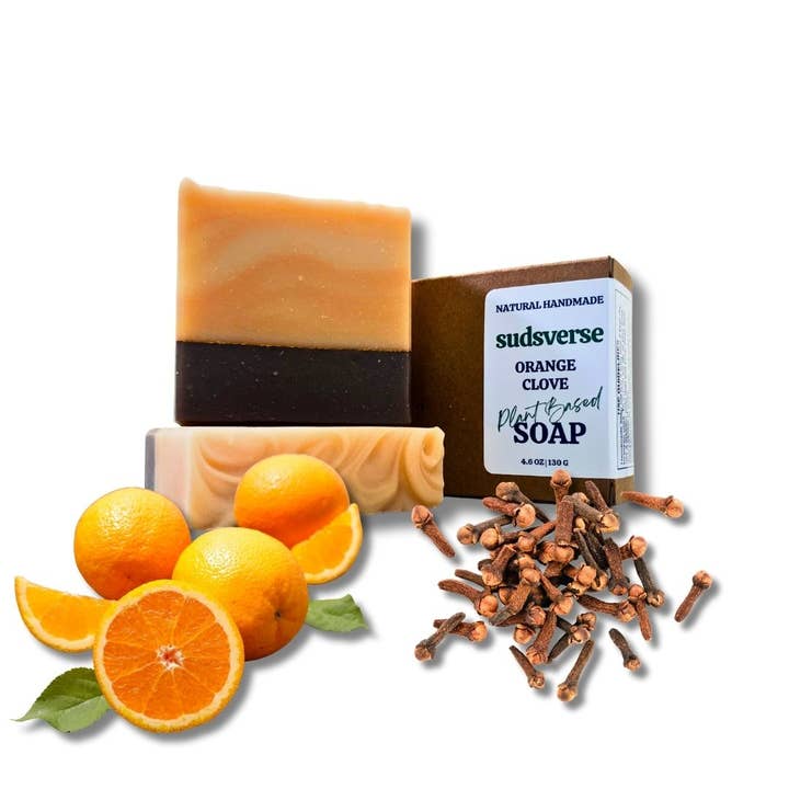 Orange Clove Artisan Soap | Handmade Natural Plant-Based Bar | Made in USA for wholesale by Sudsverse