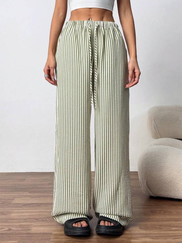 Rosa Clothing - Wholesale Pants - Women's - Stretch-waisted vertical striped slacks pants9