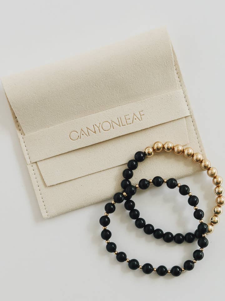 Shungite : Gold Filled Beaded Sun + Moon || Adult Bracelets for wholesale by CanyonLeaf