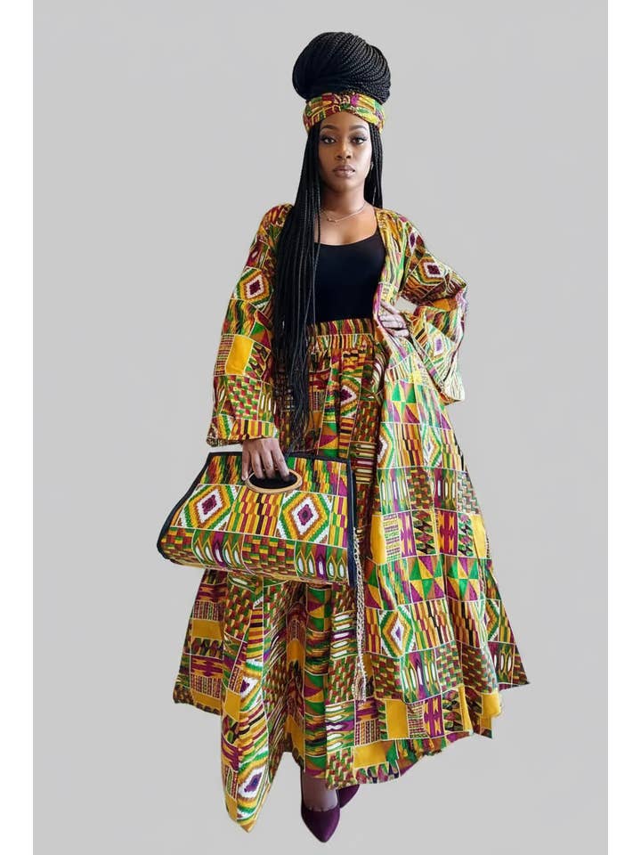 India Batik - Wholesale Dress - Women's - 3pcs Set Maxi Skirt Pocketbook wrap Dress P