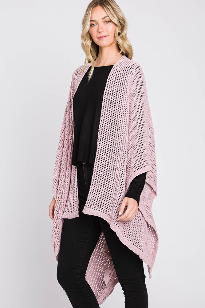 Hana - Wholesale Cardigan - Dames - Solid Chenille Crochet Ruana26