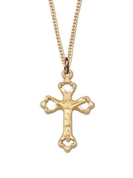 Gold on Sterling Silver Pierced Edge Crucifix for wholesale by H.J. SHERMAN COMPANY, INC.