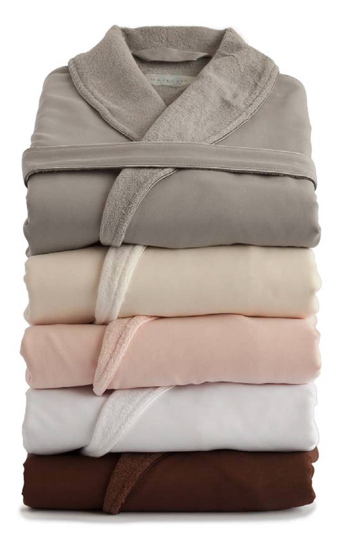 White With White Lining Sherbrooke Sanded Microfiber Lined Shawl Robe -White for wholesale on Faire