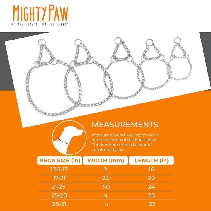 Mighty Paw - Wholesale Pet Collar - Dog - Stainless Steel Martingale Collar
