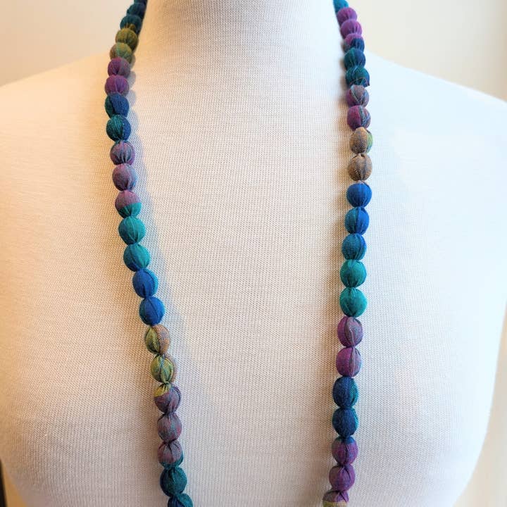 Twinflower - Wholesale Beaded/Pearl Necklace - Indian Fabric Handmade Beaded Necklace Multicolour No 20