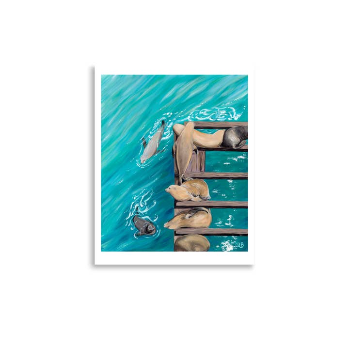 Follow the Sun - Wholesale Art Print - "Sunbathers" Sea Lion Art Print