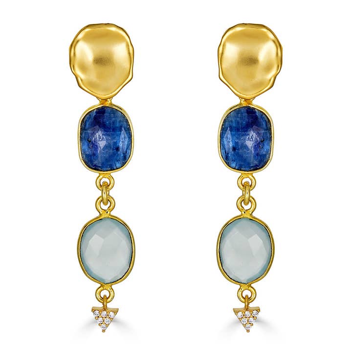Boucles d'oreilles en aigue-marine et cyanite pour la vente par Loni Paul Jewelry