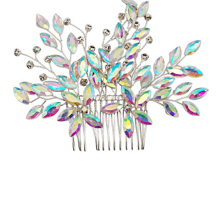 Crystal Leaf Decor Tiara Hair Comb CO111-74 (1pc) for wholesale by TAPA fashion