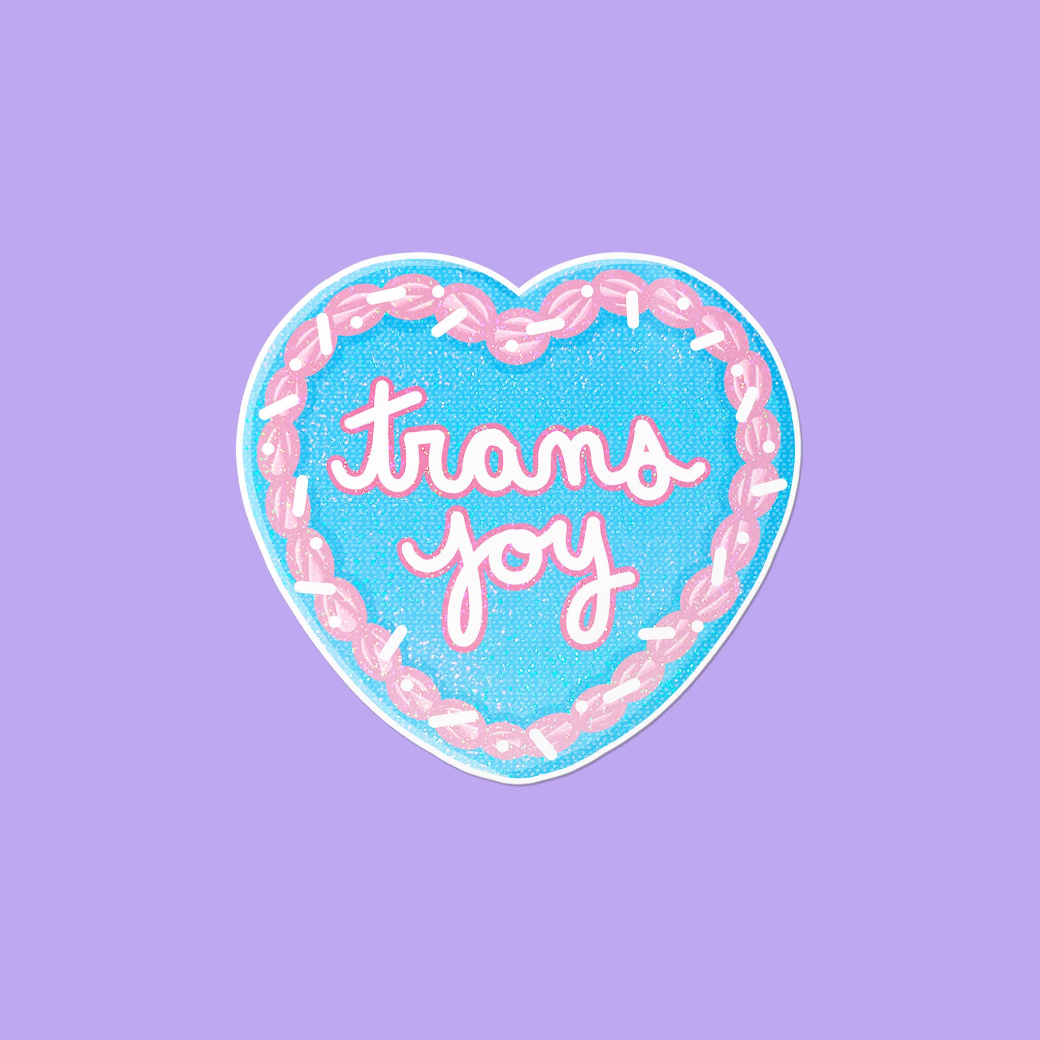 That Queer Card Co – Adesivo por atacado – Bolo Coração Transgénero | Autocolante Holográfico de Comida Vintage0